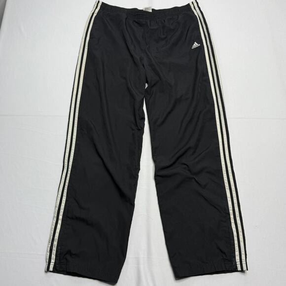 Vintage Adidas Black Track Pants With White Stripes Size Large - Picture 1 of 7
